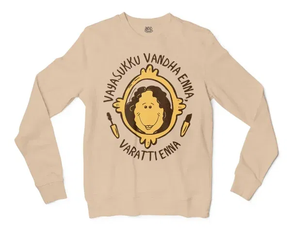 Vayasuku Vantha Enna Varati Enna Men/Unisex Long Sleeve T-Shirt in Natural Color