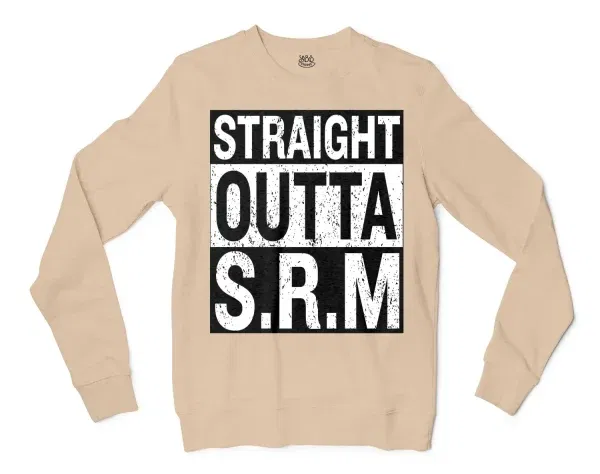 Straight Outta Srm University Men/Unisex Long Sleeve T-Shirt in Natural Color