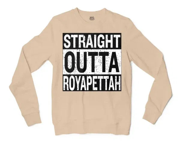 Straight Outta Royapettah Men/Unisex Long Sleeve T-Shirt in Natural Color