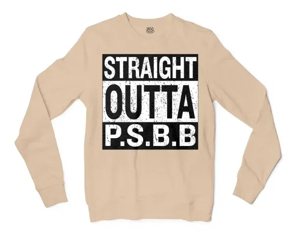 Straight Outta Psbb Men/Unisex Long Sleeve T-Shirt in Natural Color