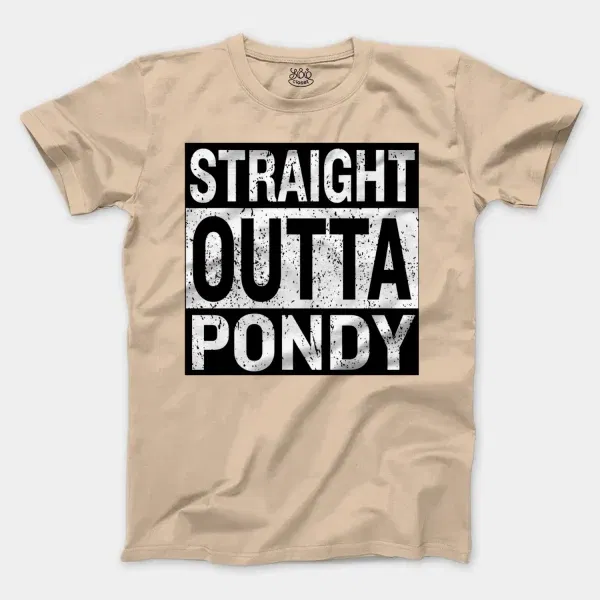 Straight Outta Pondy Men/Unisex T-Shirt in Natural Color