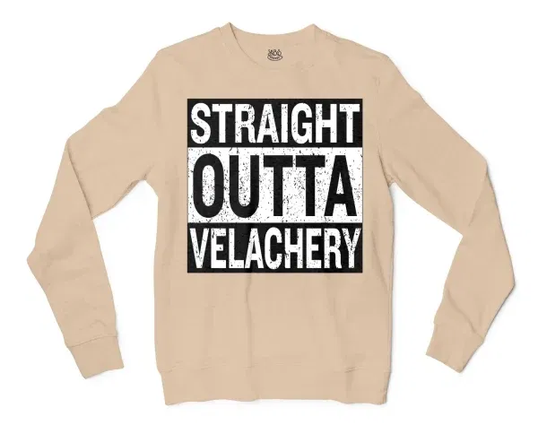 Straight Outta Velachery Men/Unisex Long Sleeve T-Shirt in Natural Color