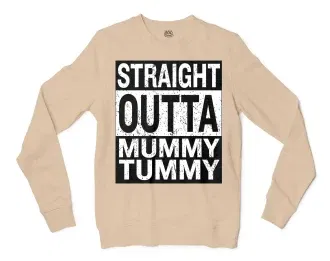 Straight Outta Mummy Tummy Men/Unisex Long Sleeve T-Shirt in Natural Color