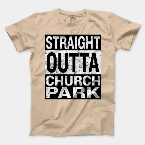 Straight Outta Church Park Men/Unisex T-Shirt in Natural Color