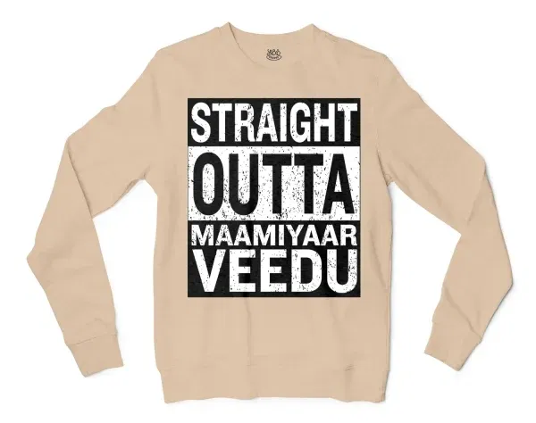 Straight Outta Maamiyaar Veedu Men/Unisex Long Sleeve T-Shirt in Natural Color