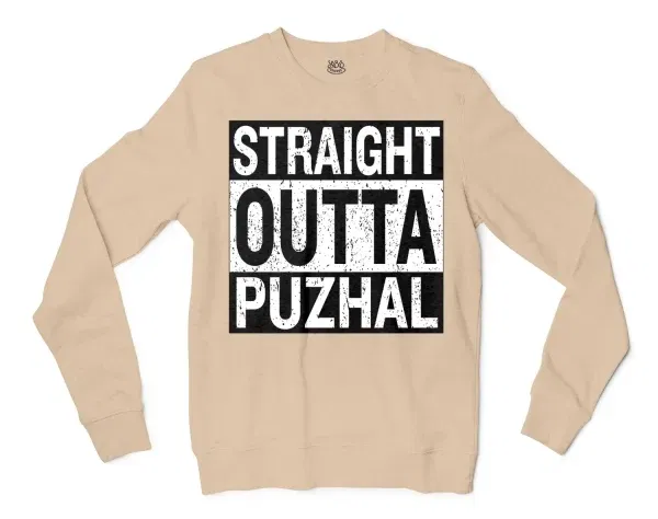 Straight Outta Puzhal Men/Unisex Long Sleeve T-Shirt in Natural Color