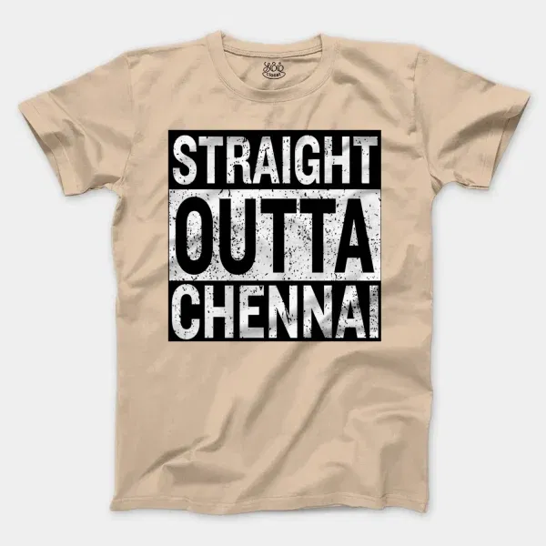 Straight Outta Chennai Men/Unisex T-Shirt in Natural Color