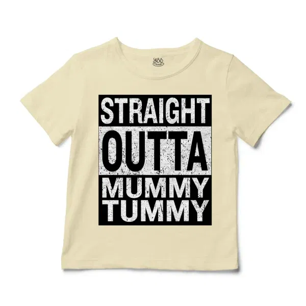 Straight Outta Mummy Tummy Unisex Toddler T-Shirt in Natural Color