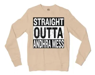 Straight Outta Andhra Mess Men/Unisex Long Sleeve T-Shirt in Natural Color