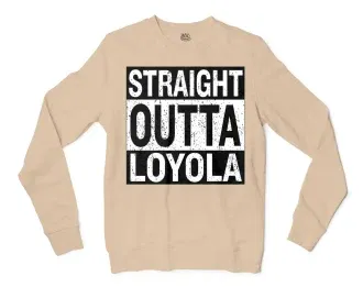 Straight Outta Loyola Men/Unisex Long Sleeve T-Shirt in Natural Color