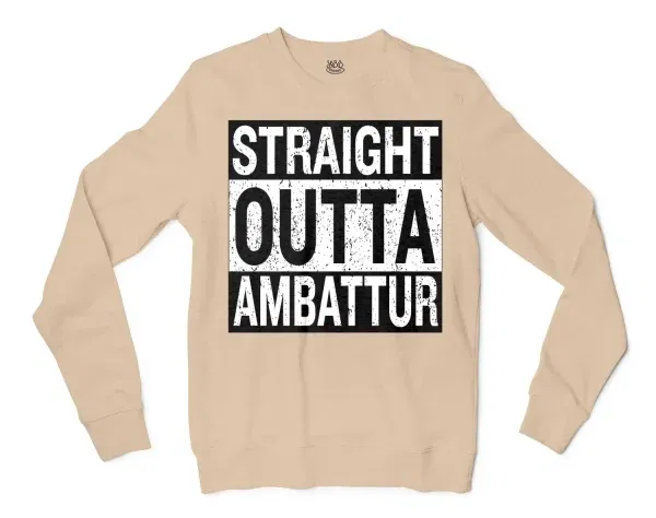 Straight Outta Ambattur Men/Unisex Long Sleeve T-Shirt in Natural Color