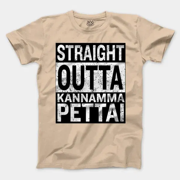 Straight Outta Kannamma Pettai Men/Unisex T-Shirt in Natural Color