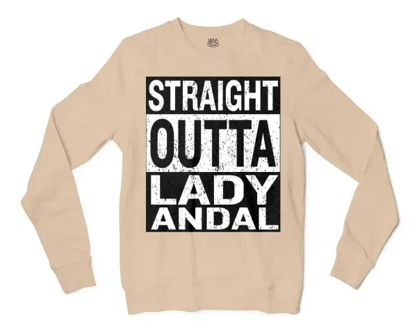 Straight Outta Lady Andal Men/Unisex Long Sleeve T-Shirt in Natural Color