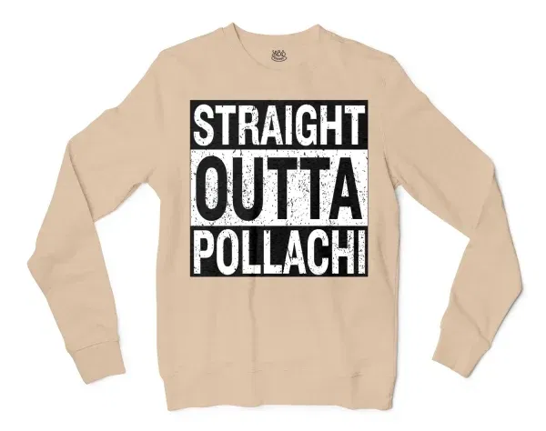 Straight Outta Pollachi Men/Unisex Long Sleeve T-Shirt in Natural Color