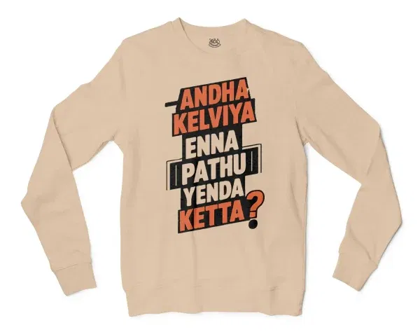 Andha Kelviya Enna Pathu Yenda Ketta Men/Unisex Long Sleeve T-Shirt in Natural Color