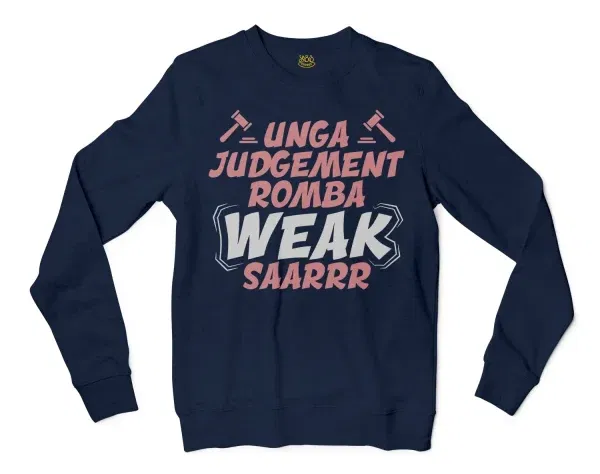 Unga Judgement Romba Weak Saarrr Men/Unisex Long Sleeve T-Shirt in Navy Color