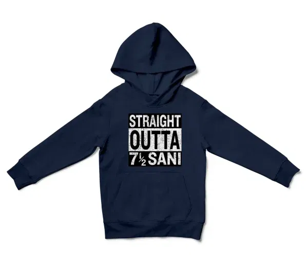 Straight Outta Sani - English Unisex Youth Hoodie in Navy Color