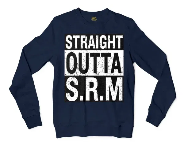 Straight Outta Srm University Men/Unisex Long Sleeve T-Shirt in Navy Color