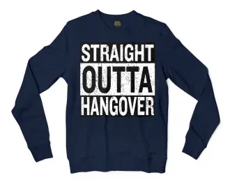 Straight Outta Hangover Men/Unisex Long Sleeve T-Shirt in Navy Color