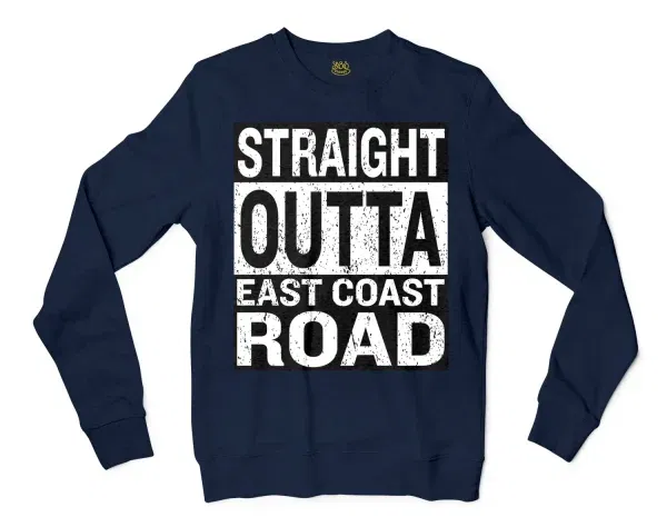 Straight Outta Ecr Men/Unisex Long Sleeve Sweatshirt in Navy Color