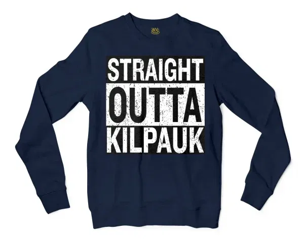 Straight Outta Kilpauk Men/Unisex Long Sleeve T-Shirt in Navy Color