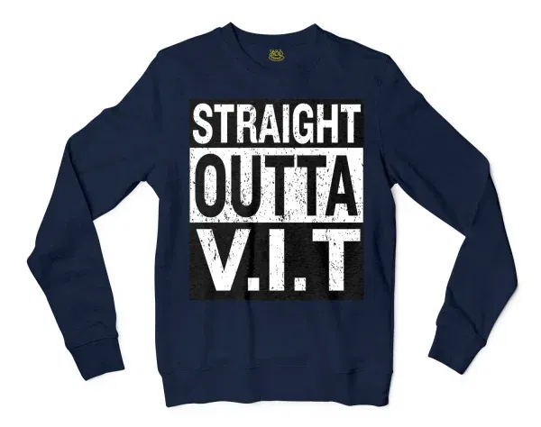 Straight Outta Vit Men/Unisex Long Sleeve T-Shirt in Navy Color