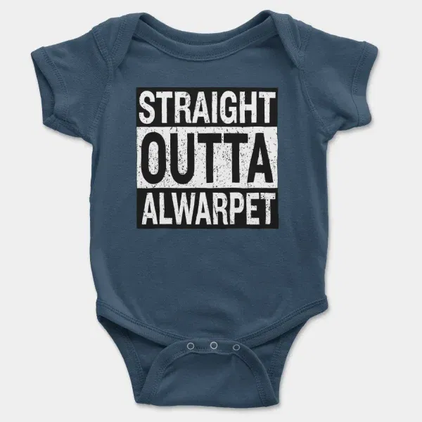 Straight Outta Alwarpet Short Sleeve Baby Onesie in Navy Color