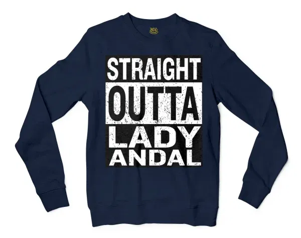 Straight Outta Lady Andal Men/Unisex Long Sleeve T-Shirt in Navy Color