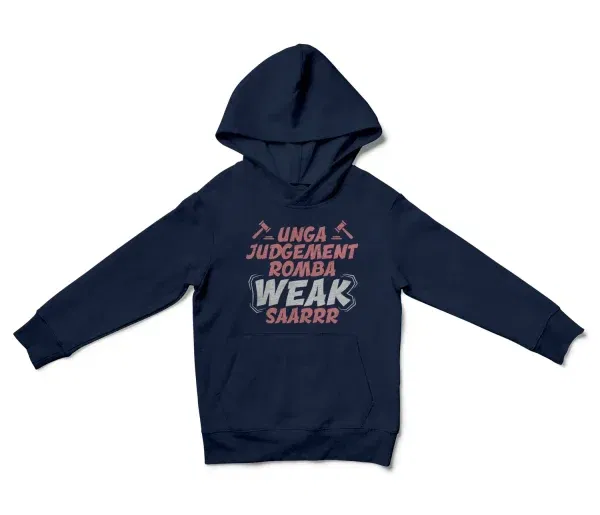 Unga Judgement Romba Weak Saarrr Unisex Youth Hoodie in Navy Color