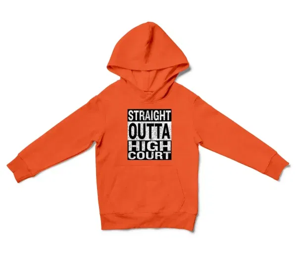 Straight Outta High Court Unisex Youth Hoodie in Orange Color