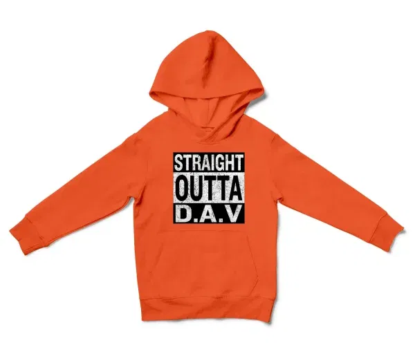 Straight Outta Dav Unisex Youth Hoodie in Orange Color