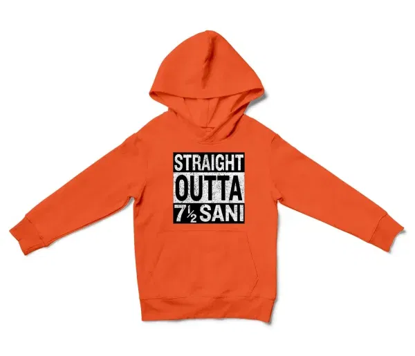 Straight Outta Sani - English Unisex Youth Hoodie in Orange Color