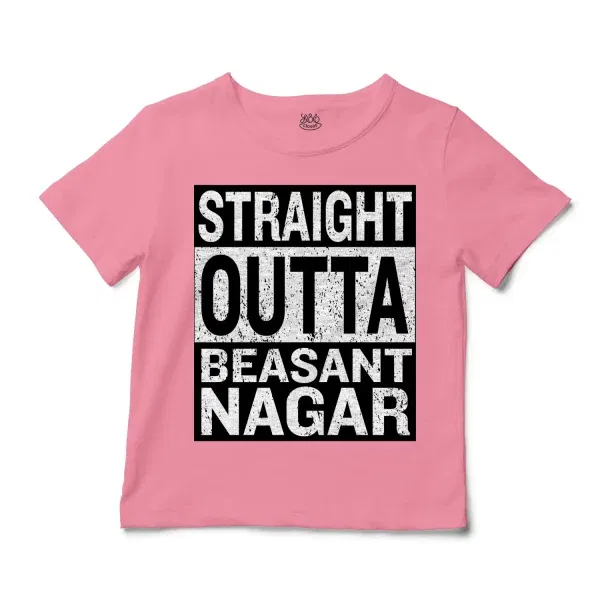 Straight Outta Beasant Nagar Unisex Toddler T-Shirt in Pink Color