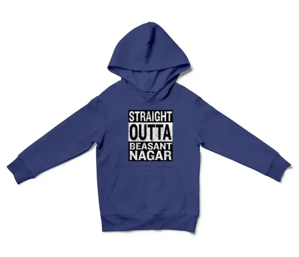 Straight Outta Beasant Nagar Unisex Youth Hoodie in Purple Color