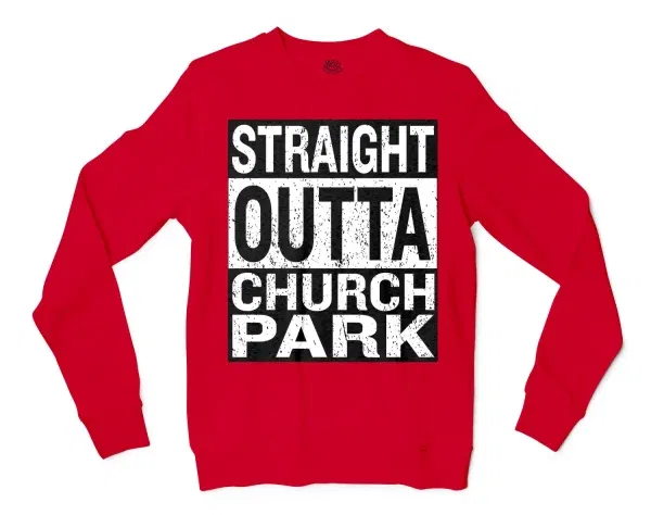 Straight Outta Church Park Men/Unisex Long Sleeve T-Shirt in Red Color