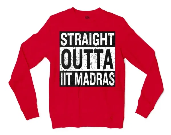 Straight Outta Iit Madras Men/Unisex Long Sleeve T-Shirt in Red Color