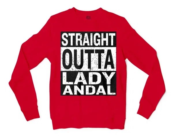 Straight Outta Lady Andal Men/Unisex Long Sleeve T-Shirt in Red Color