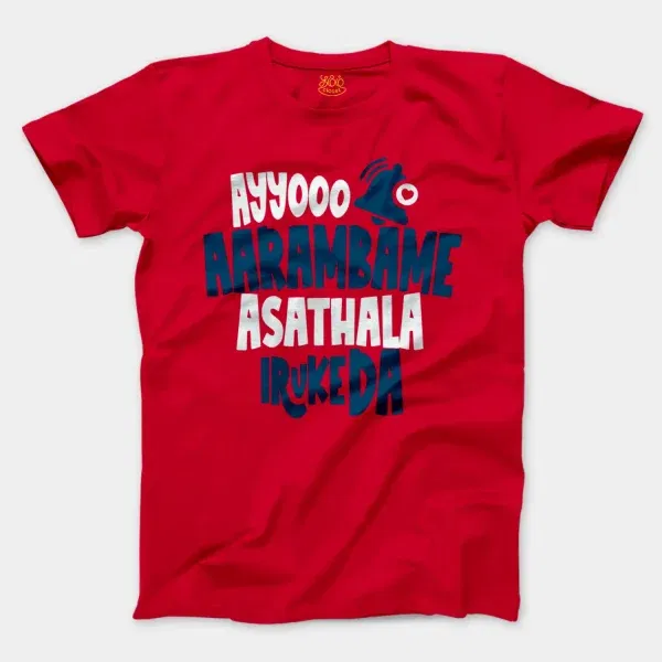 Ayyooo Aarambame Asathala Iruke Da Men/Unisex T-Shirt in Red Color