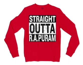 Straight Outta R.a Puram Men/Unisex Long Sleeve T-Shirt in Red Color