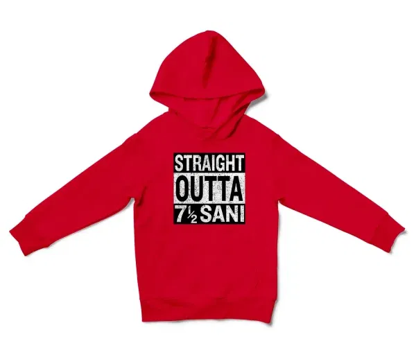 Straight Outta Sani - English Unisex Youth Hoodie in Red Color