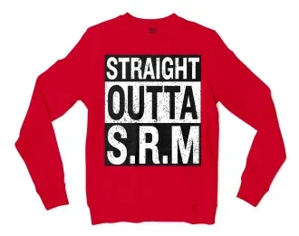 Straight Outta Srm University Men/Unisex Long Sleeve T-Shirt in Red Color