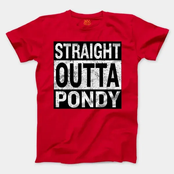 Straight Outta Pondy Men/Unisex T-Shirt in Red Color