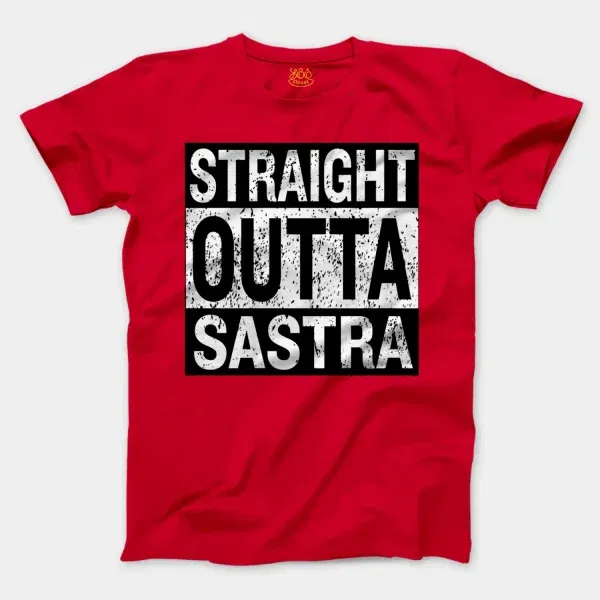 Straight Outta Sastra Men/Unisex T-Shirt in Red Color