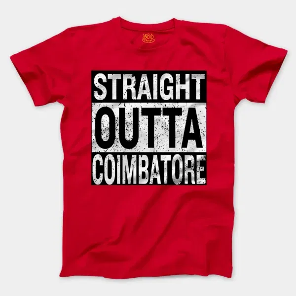 Straight Outta Coimbatore Men/Unisex T-Shirt in Red Color