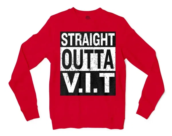 Straight Outta Vit Men/Unisex Long Sleeve T-Shirt in Red Color