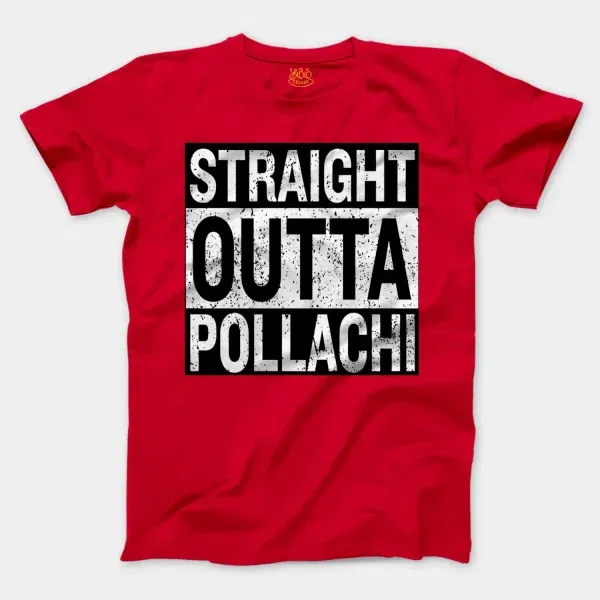 Straight Outta Pollachi Men/Unisex T-Shirt in Red Color