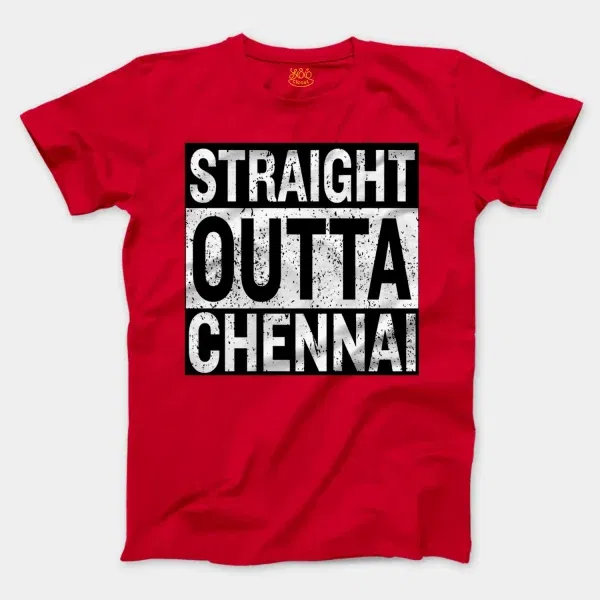 Straight Outta Chennai Men/Unisex T-Shirt in Red Color