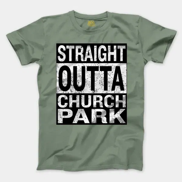 Straight Outta Church Park Men/Unisex T-Shirt in Sage Color