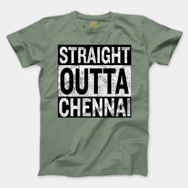 Straight Outta Chennai Men/Unisex T-Shirt in Sage Color