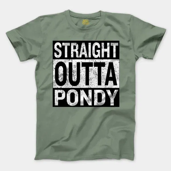 Straight Outta Pondy Men/Unisex T-Shirt in Sage Color